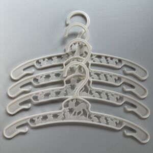 4 Vintage Baby World USA Plastic Kids Hangers - White, Bambi & Forest Friends